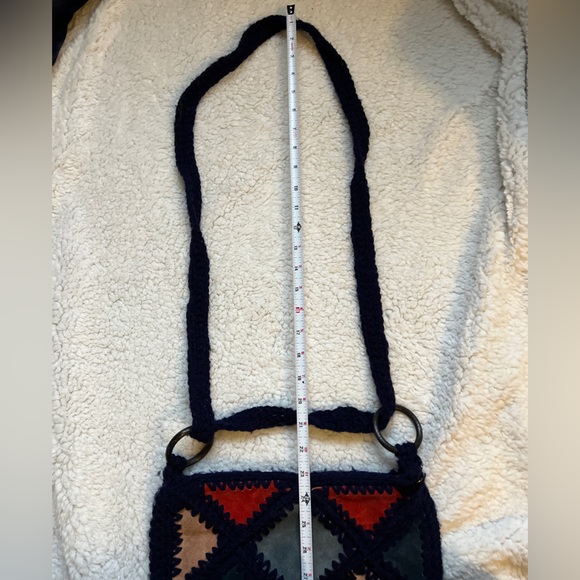 Leather patchwork y2k satchel purse with adjustable strap - Picture 7 of 7